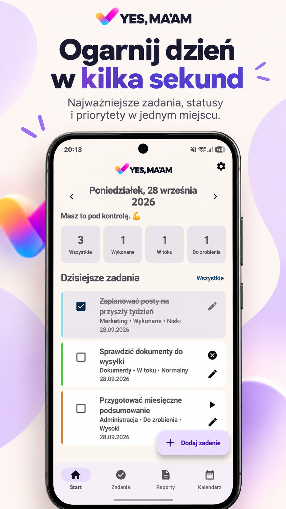 YES, MA’AM – ekran Start