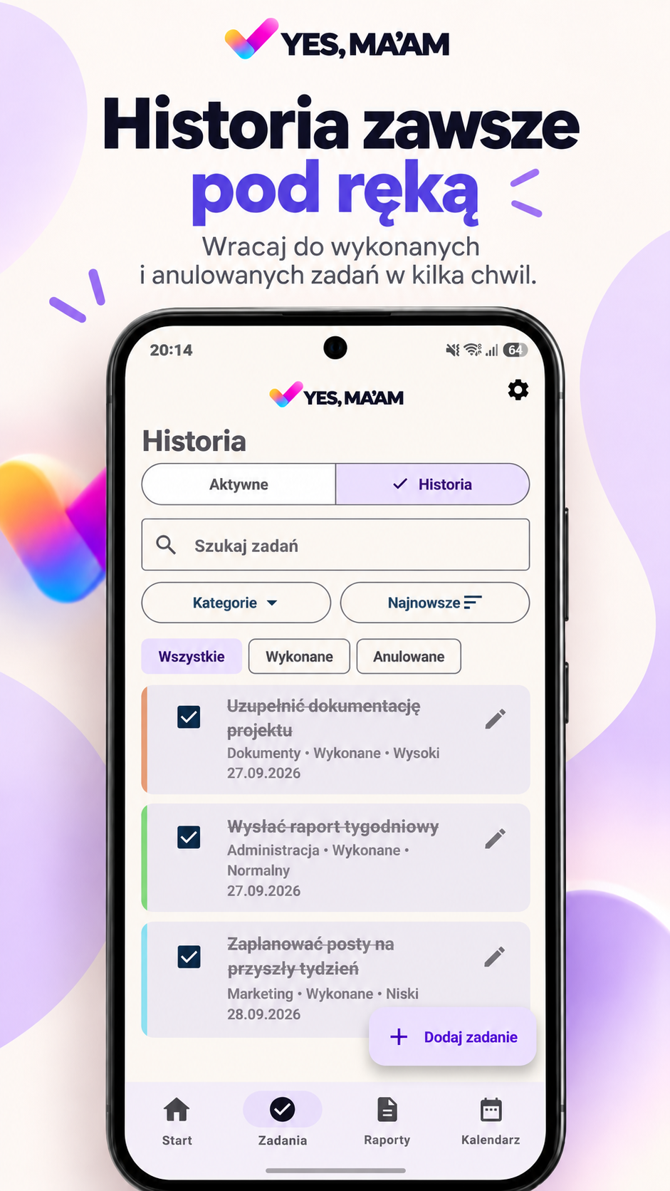 YES, MA’AM – historia zadań